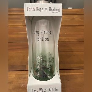 NEW pavilion gift company glass water bottle : stay strong fight on